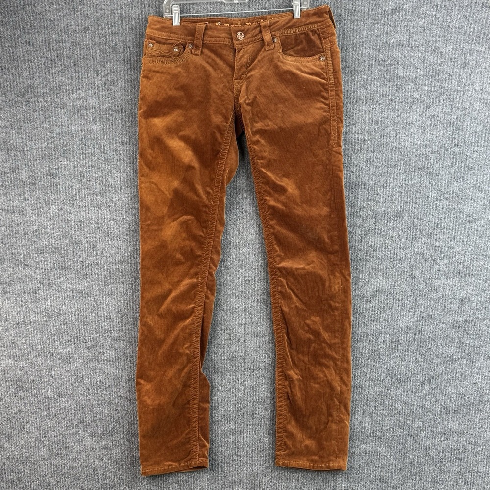 Rock Revival Jen Pants Womens 31x33 Brown Corduroy Skinny Stretch Fleur De Lis
